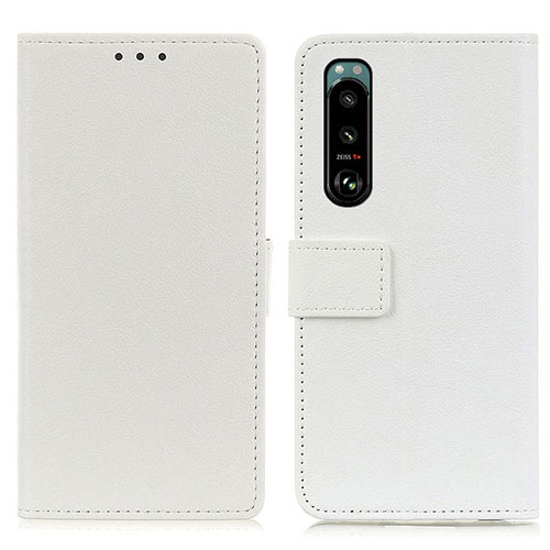 Leather Case Stands Flip Cover Holder M08L for Sony Xperia 5 III White