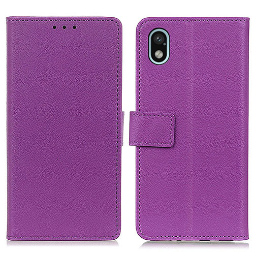 Leather Case Stands Flip Cover Holder M08L for Sony Xperia Ace III SO-53C Purple