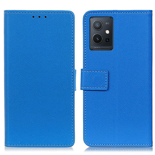 Leather Case Stands Flip Cover Holder M08L for Vivo T1 5G India Blue