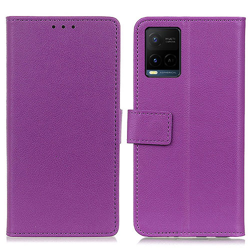 Leather Case Stands Flip Cover Holder M08L for Vivo Y21a Purple