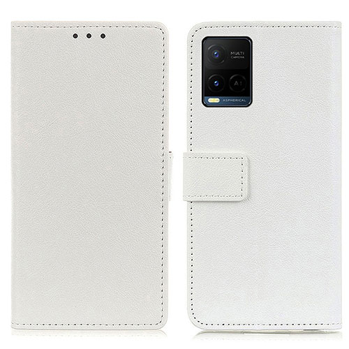 Leather Case Stands Flip Cover Holder M08L for Vivo Y21G White