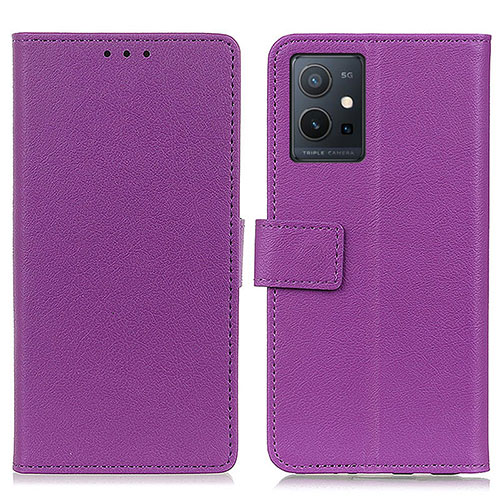 Leather Case Stands Flip Cover Holder M08L for Vivo Y55 5G Purple