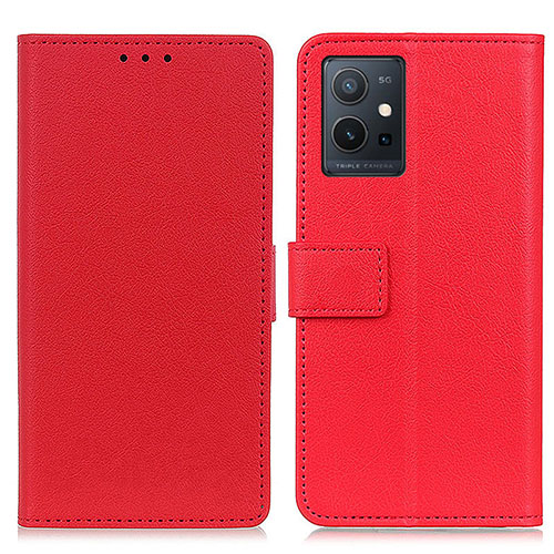 Leather Case Stands Flip Cover Holder M08L for Vivo Y55 5G Red