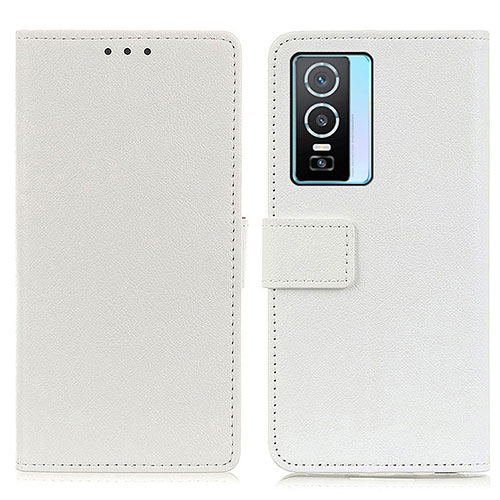 Leather Case Stands Flip Cover Holder M08L for Vivo Y74s 5G White