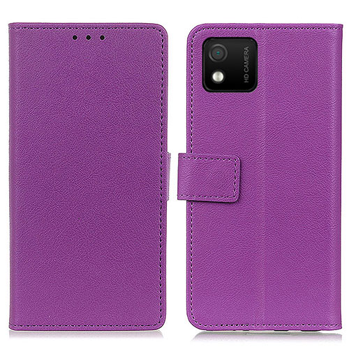 Leather Case Stands Flip Cover Holder M08L for Wiko Y52 Purple