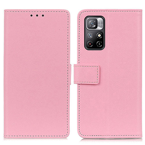 Leather Case Stands Flip Cover Holder M08L for Xiaomi Poco M4 Pro 5G Pink