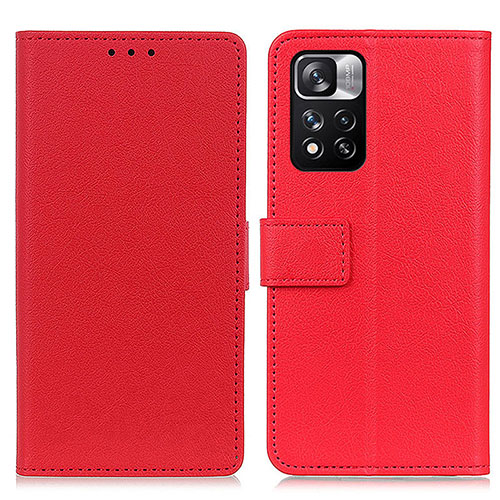 Leather Case Stands Flip Cover Holder M08L for Xiaomi Poco X4 NFC Red