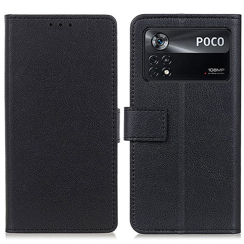 Leather Case Stands Flip Cover Holder M08L for Xiaomi Poco X4 Pro 5G Black