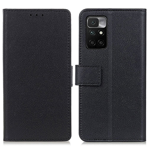 Leather Case Stands Flip Cover Holder M08L for Xiaomi Redmi 10 (2022) Black