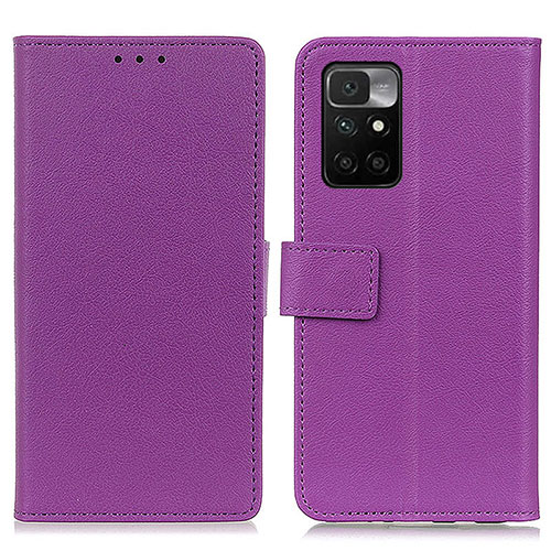 Leather Case Stands Flip Cover Holder M08L for Xiaomi Redmi 10 (2022) Purple