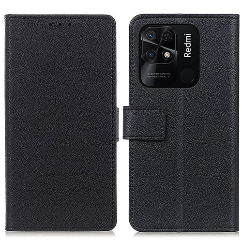 Leather Case Stands Flip Cover Holder M08L for Xiaomi Redmi 10 India Black