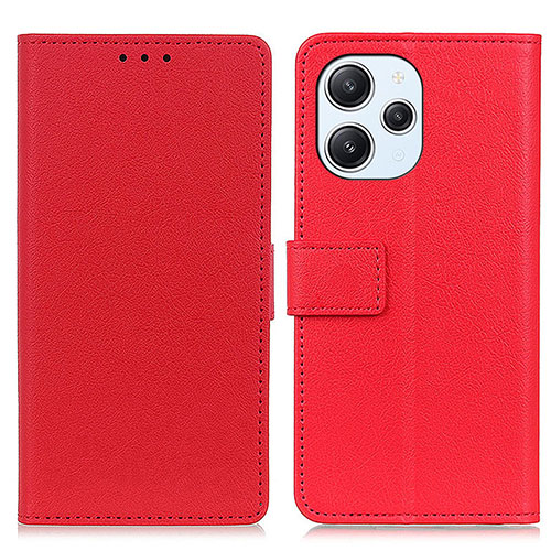 Leather Case Stands Flip Cover Holder M08L for Xiaomi Redmi 12 4G Red