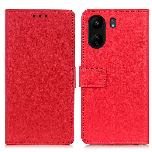 Leather Case Stands Flip Cover Holder M08L for Xiaomi Redmi 13C Red