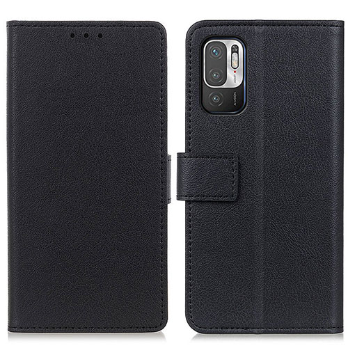 Leather Case Stands Flip Cover Holder M08L for Xiaomi Redmi Note 10 5G Black