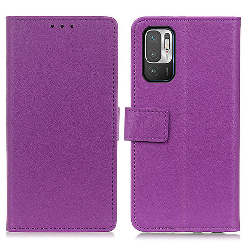 Leather Case Stands Flip Cover Holder M08L for Xiaomi Redmi Note 10 5G Purple