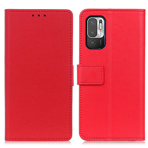 Leather Case Stands Flip Cover Holder M08L for Xiaomi Redmi Note 10 5G Red