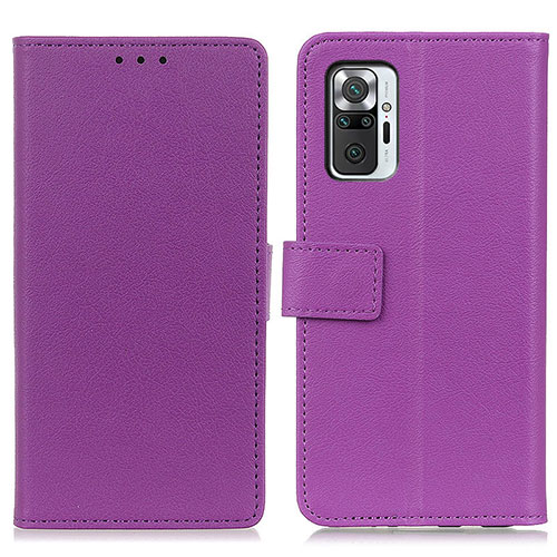 Leather Case Stands Flip Cover Holder M08L for Xiaomi Redmi Note 10 Pro 4G Purple