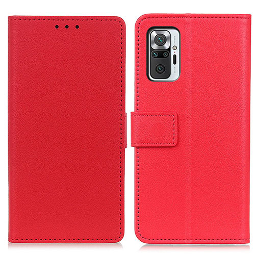 Leather Case Stands Flip Cover Holder M08L for Xiaomi Redmi Note 10 Pro 4G Red