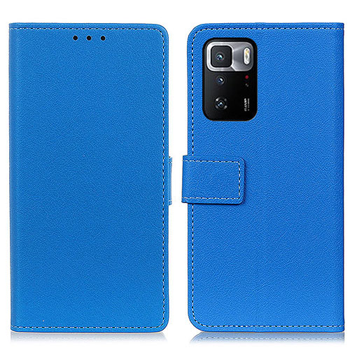 Leather Case Stands Flip Cover Holder M08L for Xiaomi Redmi Note 10 Pro 5G Blue