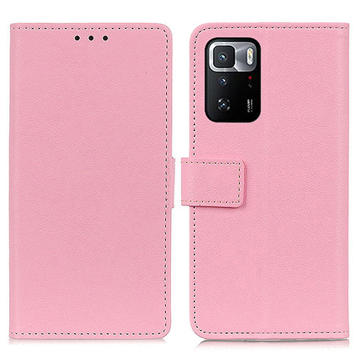 Leather Case Stands Flip Cover Holder M08L for Xiaomi Redmi Note 10 Pro 5G Pink