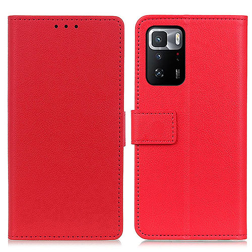 Leather Case Stands Flip Cover Holder M08L for Xiaomi Redmi Note 10 Pro 5G Red
