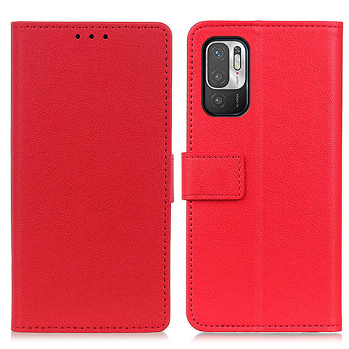 Leather Case Stands Flip Cover Holder M08L for Xiaomi Redmi Note 10T 5G Red