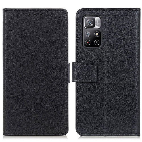 Leather Case Stands Flip Cover Holder M08L for Xiaomi Redmi Note 11 5G Black