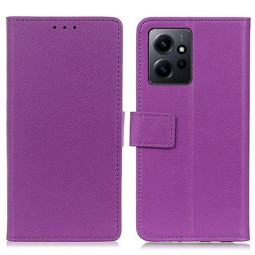 Leather Case Stands Flip Cover Holder M08L for Xiaomi Redmi Note 12 4G Purple