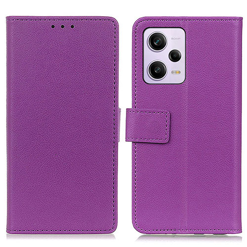 Leather Case Stands Flip Cover Holder M08L for Xiaomi Redmi Note 12 Pro 5G Purple