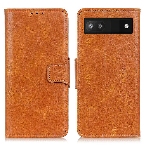 Leather Case Stands Flip Cover Holder M09L for Google Pixel 6a 5G Brown