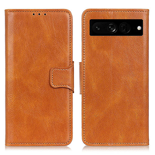 Leather Case Stands Flip Cover Holder M09L for Google Pixel 7 Pro 5G Brown