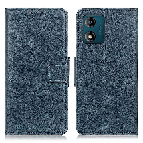 Leather Case Stands Flip Cover Holder M09L for Motorola Moto E13 Blue