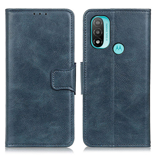 Leather Case Stands Flip Cover Holder M09L for Motorola Moto E20 Blue