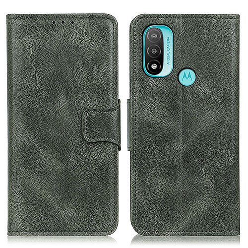 Leather Case Stands Flip Cover Holder M09L for Motorola Moto E30 Green