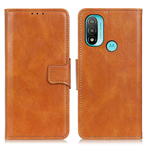 Leather Case Stands Flip Cover Holder M09L for Motorola Moto E40 Brown