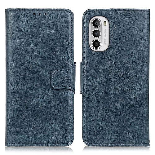 Leather Case Stands Flip Cover Holder M09L for Motorola Moto Edge (2022) 5G Blue