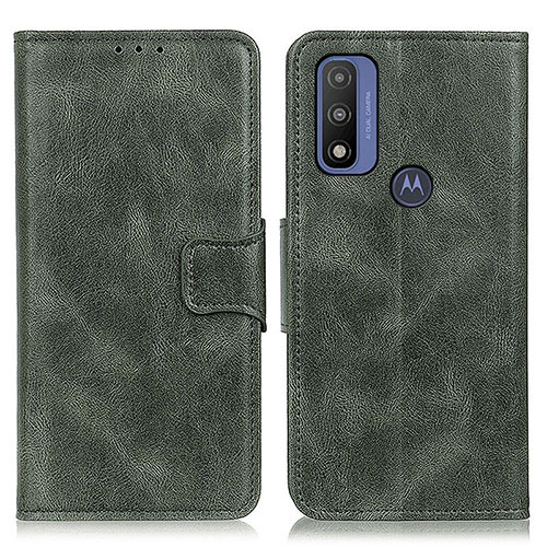 Leather Case Stands Flip Cover Holder M09L for Motorola Moto G Pure Green