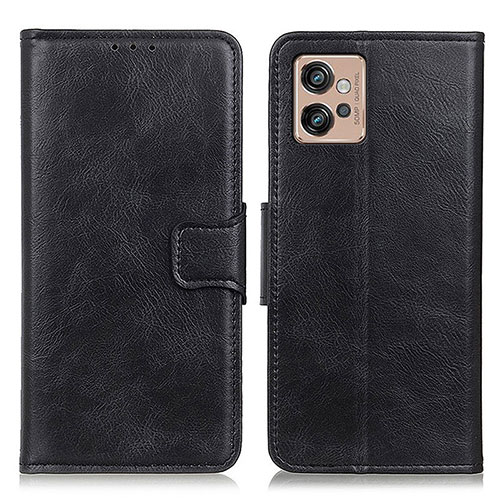 Leather Case Stands Flip Cover Holder M09L for Motorola Moto G32 Black