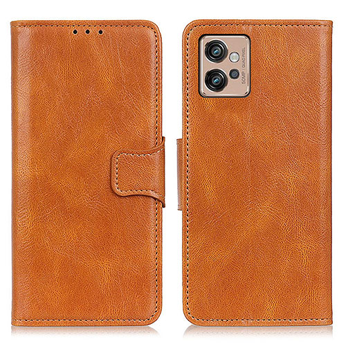 Leather Case Stands Flip Cover Holder M09L for Motorola Moto G32 Brown