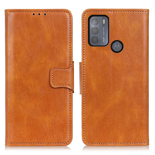 Leather Case Stands Flip Cover Holder M09L for Motorola Moto G50 Brown