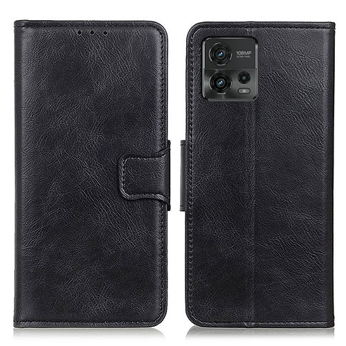 Leather Case Stands Flip Cover Holder M09L for Motorola Moto G72 Black