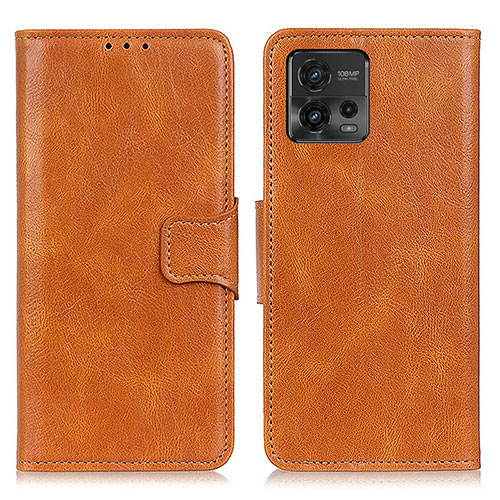 Leather Case Stands Flip Cover Holder M09L for Motorola Moto G72 Brown