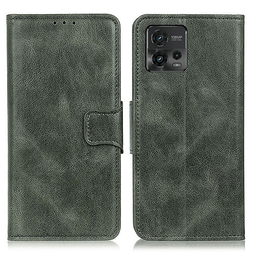 Leather Case Stands Flip Cover Holder M09L for Motorola Moto G72 Green