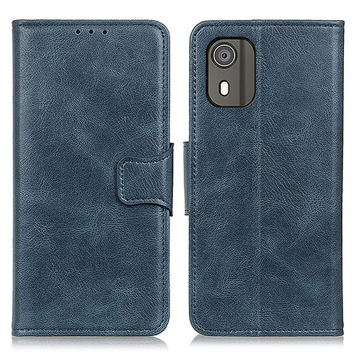 Leather Case Stands Flip Cover Holder M09L for Nokia C02 Blue