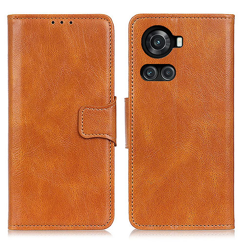 Leather Case Stands Flip Cover Holder M09L for OnePlus 10R 5G Brown