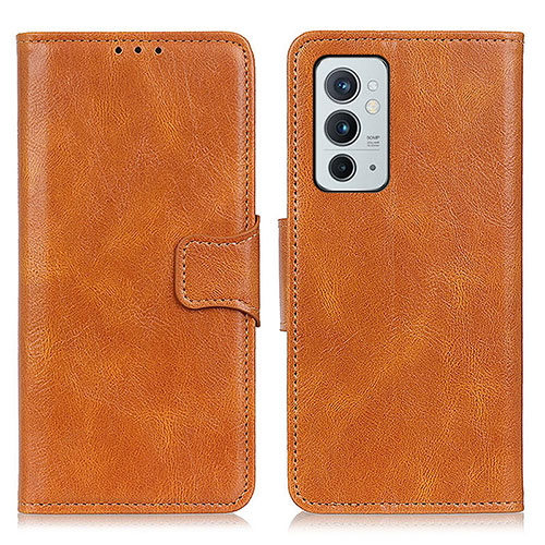 Leather Case Stands Flip Cover Holder M09L for OnePlus 9RT 5G Brown