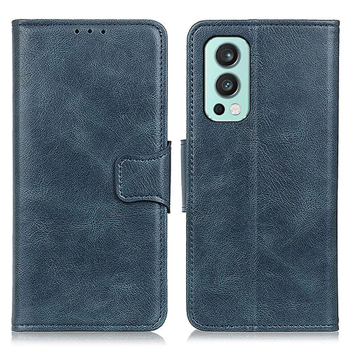 Leather Case Stands Flip Cover Holder M09L for OnePlus Nord 2 5G Blue