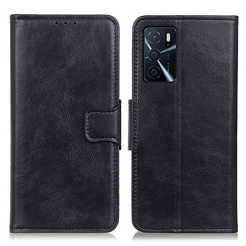 Leather Case Stands Flip Cover Holder M09L for Oppo A16 Black