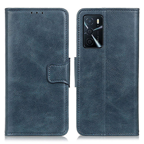 Leather Case Stands Flip Cover Holder M09L for Oppo A16 Blue