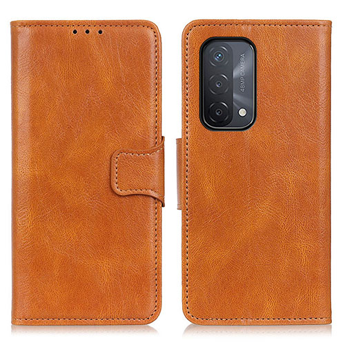 Leather Case Stands Flip Cover Holder M09L for Oppo A74 5G Brown